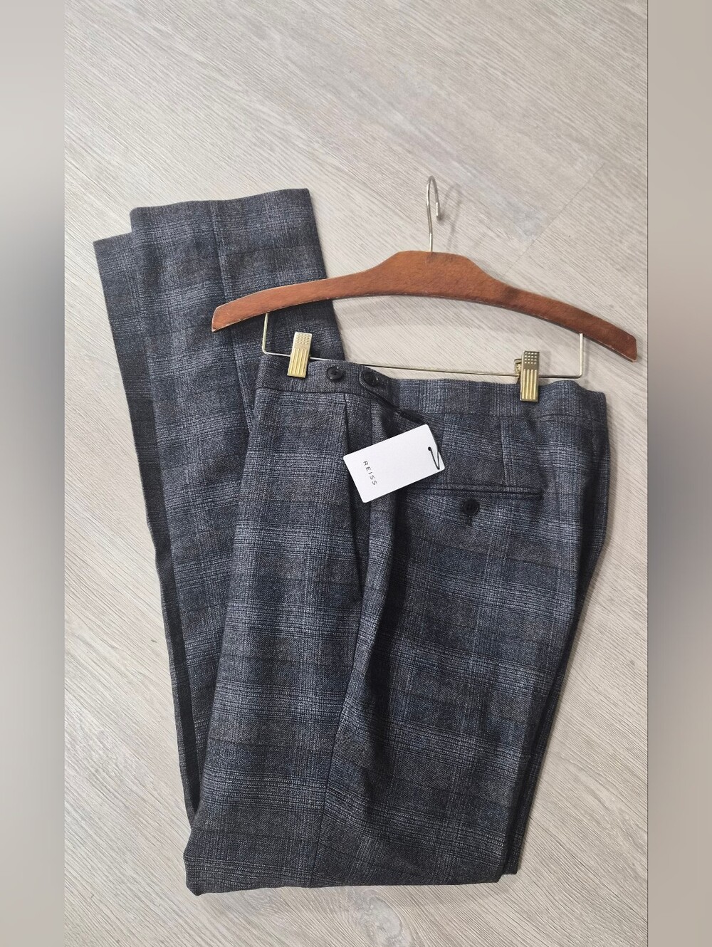 Reiss Dream-Check Slim Mixer Navy Trousers - Size 32 - New With Tags